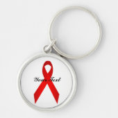 Red Awareness Ribbon Premium Sleutelhanger (Voorkant)