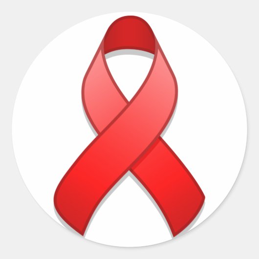 Red Awareness Ribbon Round Sticker (Voorkant)