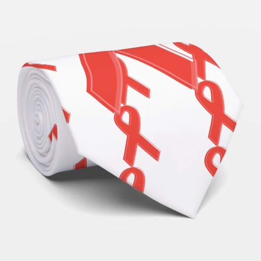 Red Awareness Ribbon Stropdas (Opgerold)