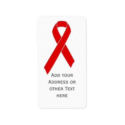 Red Awareness Ribbon + your message Etiket (Voorkant)