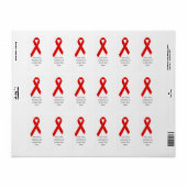 Red Awareness Ribbon + your message Etiket (Full Sheet)