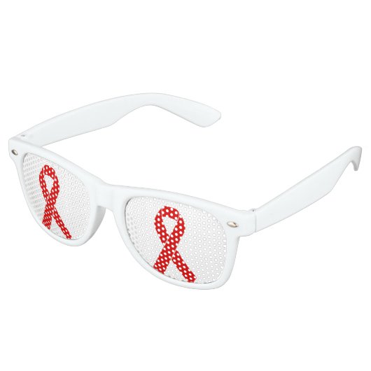 Red Awareness Ribbon + your message Retro Zonnebril (Gekanteld)