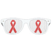 Red Awareness Ribbon + your message Retro Zonnebril (Voorkant)