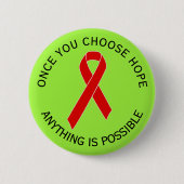 Red Awareness Ribbon + your message Ronde Button 5,7 Cm (Voorkant)