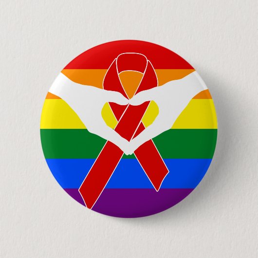 Red Awareness Ribbon + your message Ronde Button 5,7 Cm (Voorkant)