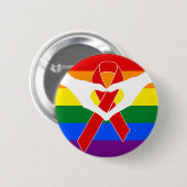 Red Awareness Ribbon + your message Ronde Button 5,7 Cm (Voorkant /achterkant)