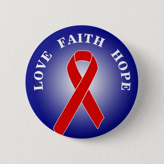 Red Awareness Ribbon + your message Ronde Button 5,7 Cm (Voorkant)