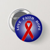 Red Awareness Ribbon + your message Ronde Button 5,7 Cm (Voorkant /achterkant)