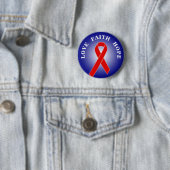 Red Awareness Ribbon + your message Ronde Button 5,7 Cm (In situ)