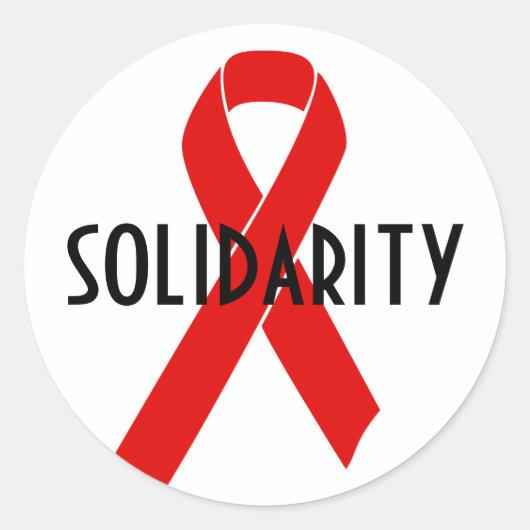 Red Awareness Ribbon + your message Ronde Sticker (Voorkant)