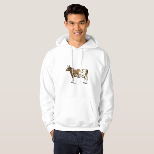 Red Ayrshire Dairy Koe Hoodie (Voorkant volledig)