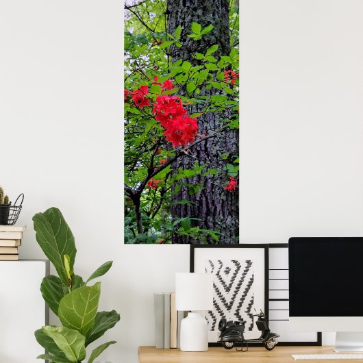 Red Azalea Flowers Poster (Thuiskantoor)