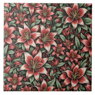 Red Aztec Lily Patroon Tegeltje