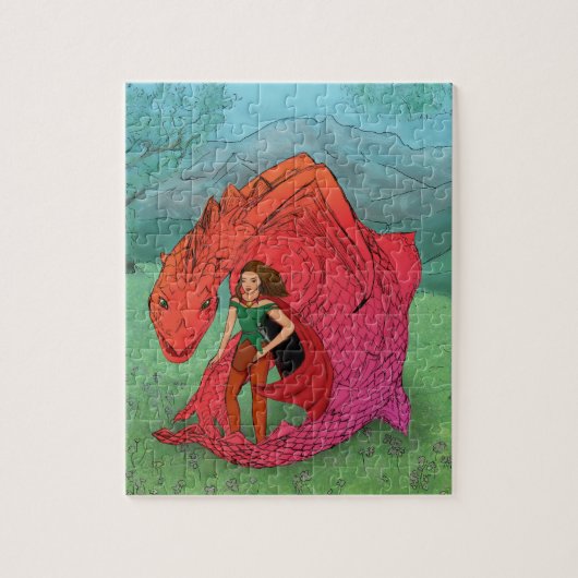 Red Baby Dragon Legpuzzel (Verticaal)