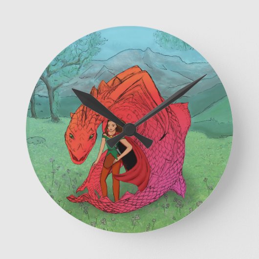 Red Baby Dragon Ronde Klok (Voorkant)