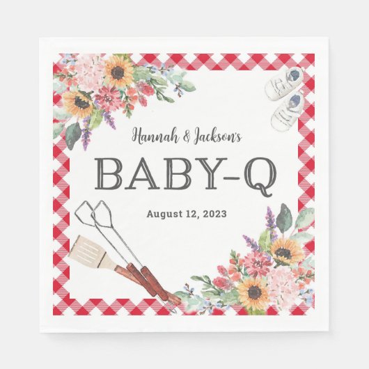 Red Baby-Q Shower - Aangepast Napkins Servet (Voorkant)