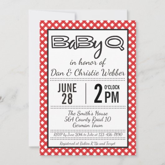 Red BabyQ BBQ Baby shower Uitnodiging (Voorkant)