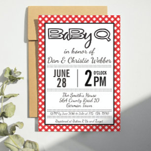 Red BabyQ BBQ Baby shower Uitnodiging