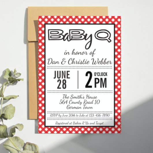 Red BabyQ BBQ Baby shower Uitnodiging