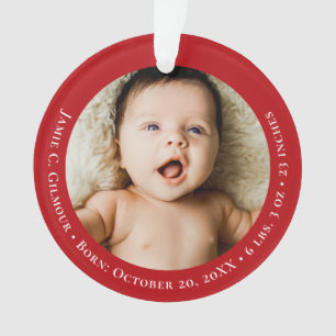 Red Baby's First Christmas 1 foto Geboortedatum Ornament