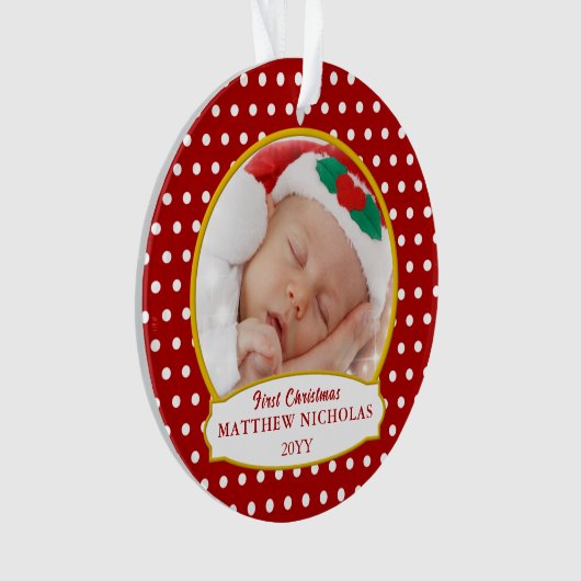 Red Baby's First Christmas Photo Ornament (voorkant)