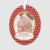 Red Baby's First Christmas Photo Ornament (voorkant)