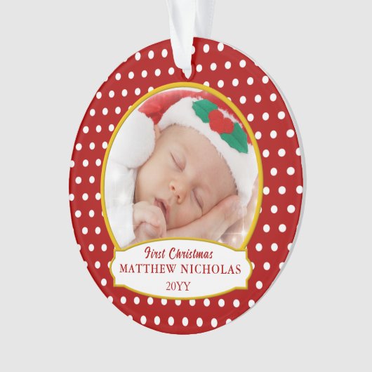 Red Baby's First Christmas Photo Ornament (voorkant)