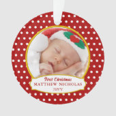 Red Baby's First Christmas Photo Ornament (voorkant)