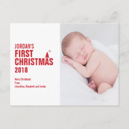 Red Baby's First kerstfoto Briefkaart