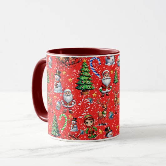 Red Background Christmas Decorative Pattern Mok (Voorkant links)