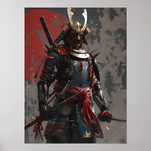 Red Badass Samurai Poster (Voorkant)