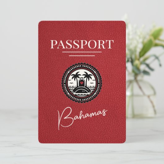 Red Bahamas Passport Bewaar de datum Save The Date (Staand voorkant)