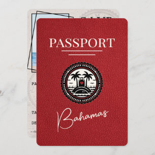 Red Bahamas Passport Bewaar de datum Save The Date