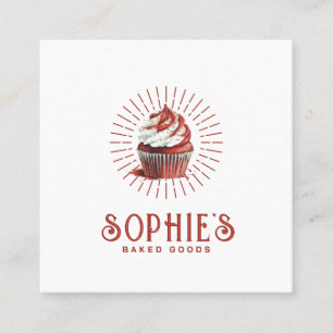 Red Baker Bakery Logo Pastry Chef Typografie Vierkante Visitekaartje