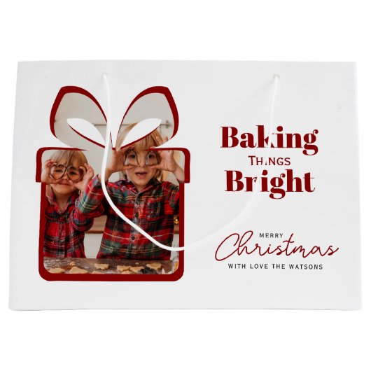 Red Baking Things Bright Christmas Photo Gift Bag Groot Cadeauzakje (Voorkant)