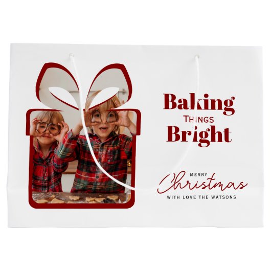 Red Baking Things Bright Christmas Photo Gift Bag Groot Cadeauzakje (Achterkant)