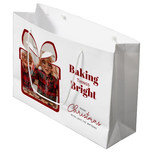 Red Baking Things Bright Christmas Photo Gift Bag Groot Cadeauzakje (Voorkant Gekanteld)