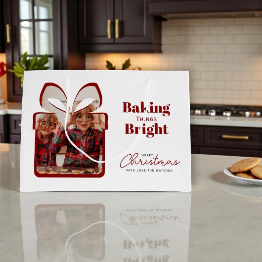 Red Baking Things Bright Christmas Photo Gift Bag Groot Cadeauzakje