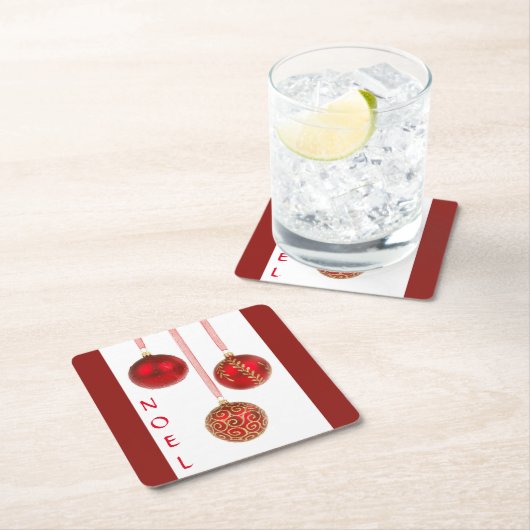 Red Ball-kerstversieringen Kartonnen Onderzetters (Insitu)