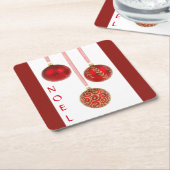 Red Ball-kerstversieringen Kartonnen Onderzetters (Schuin)