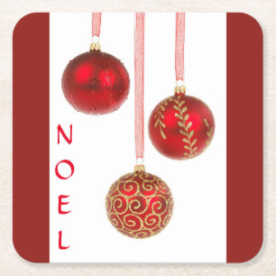 Red Ball-kerstversieringen Kartonnen Onderzetters