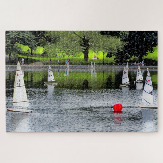 RED BALL ON THE BOAT POND Jigsaw Puzzle Legpuzzel (Horizontaal)