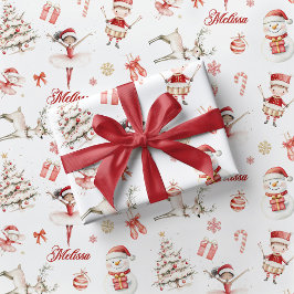 Red Ballerina Christmas Wrapping Paper Children  Cadeaupapier