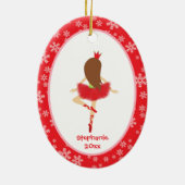 Red Ballerina Girl Persoonlijk kerstfeest Keramisch Ornament (Achterkant)