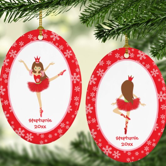 Red Ballerina Girl Persoonlijk kerstfeest Keramisch Ornament