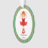 Red Ballerina Stripes Persoonlijke kerstmis Ornament (voorkant)