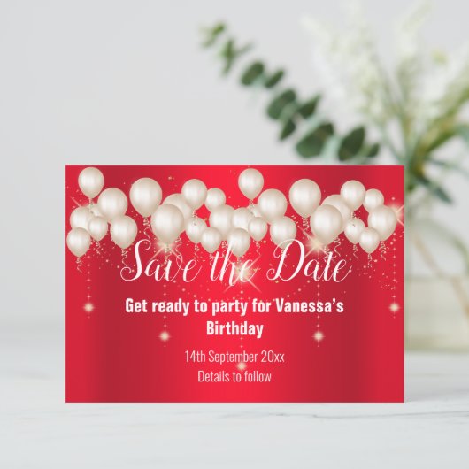 RED BALLOON BEWAREN DE DATUM AANKONDIGING (Staand voorkant)