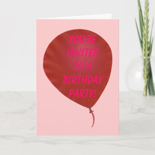 Red Balloon Birthday Party Invitation Kaarten (Voorkant)