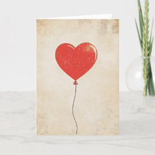 Red Balloon Love Simple Feestdagen Kaart