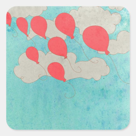 Red Balloons Vierkante Sticker (Voorkant)
